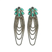 ( green)occidental style wind color claw chain tassel earring  Autumn and Winter all-Purpose Clothing long style earri