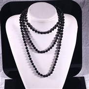 (8mm  black) occidental style imitate Pearl chain long style multilayer Pearl sweater chain necklace beads chain woman