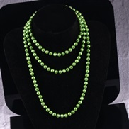 (8mm  green) occidental style imitate Pearl chain long style multilayer Pearl sweater chain necklace beads chain woman