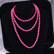 (8mm  rose Red) occidental style imitate Pearl chain long style multilayer Pearl sweater chain necklace beads chain wom