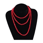 ( redlength  15) occidental stylemm glass imitate Pearl necklace woman style brief multilayer long style sweater chain 