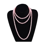 ( Pinklength  15) occidental stylemm glass imitate Pearl necklace woman style brief multilayer long style sweater chain