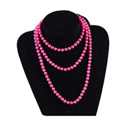 ( rose Redlength  15) occidental stylemm glass imitate Pearl necklace woman style brief multilayer long style sweater c