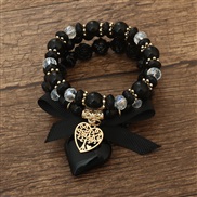 (BZ1771heise) occidental style Bohemia flowers bow Peach heart pendant beads woman bracelet set