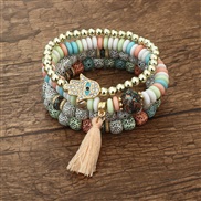 (BZ177 hunse) occidental style eyes bracelet set woman Bohemian style tassel pendant beads