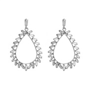 ( white)occidental style fashion earrings Alloy embed Rhinestone drop ear stud woman exaggerating geometry earring
