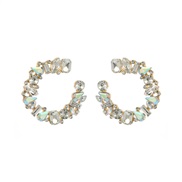 (AB color)occidental style fashion colorful diamond Word Alloy embed glass diamond earrings woman samll high
