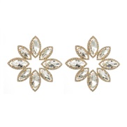 ( whitegold )occidental style exaggerating Alloy glass diamond flowers earrings woman fashion silver high Earring