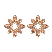 ( champagne)occidental style exaggerating Alloy glass diamond flowers earrings woman fashion silver high Earring