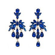 ( blue)occidental style fashion geometry colorful diamond long style earring palace wind personality retro flowers earr