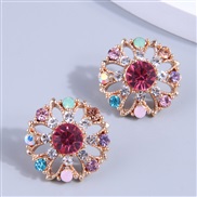 Fashion sweet OL color diamond sunflower personality earrings