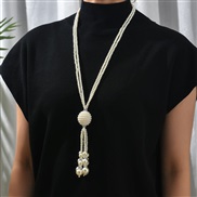 Stylish simple and elegant pearl tassel multi-layer necklace/sweater chain
