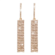 ( Gold)E occidental style exaggerating Rhinestone personality earrings  temperament long style Earring wind earring woma