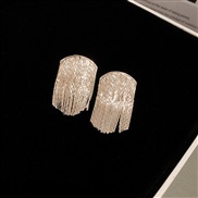 ( Silver needle  Silver)silver occidental style exaggerating tassel earrings Metal personality high temperament ear stu