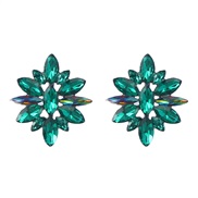 ( green)earrings fashion colorful diamond seriesins wind Alloy diamond flowers earrings woman occidental style ear stud
