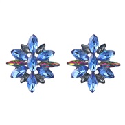 ( blue)earrings fashion colorful diamond seriesins wind Alloy diamond flowers earrings woman occidental style ear stud