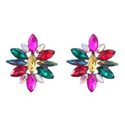( Color)earrings fashion colorful diamond seriesins wind Alloy diamond flowers earrings woman occidental style ear stud