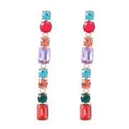 ( Color)earrings fashion colorful diamond series Alloy diamond long style earrings woman occidental style temperament e