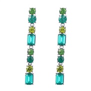 (green )earrings fashion colorful diamond series Alloy diamond long style earrings woman occidental style temperament e