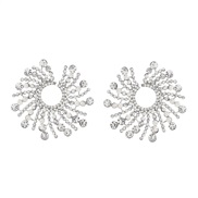 ( Silver)earrings super colorful diamond Alloy diamond Rhinestone color sun flower earrings woman occidental style exag