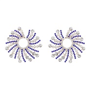 ( blue)earrings super colorful diamond Alloy diamond Rhinestone color sun flower earrings woman occidental style exagge