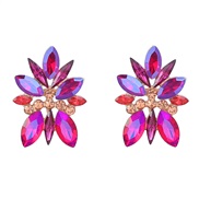 ( rose Red)earrings fashion colorful diamond personality flowers Alloy diamond fully-jewelled earrings woman occidental