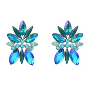 (green )earrings fashion colorful diamond personality flowers Alloy diamond fully-jewelled earrings woman occidental st
