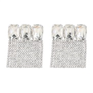 ( Silver)earrings super claw chain Alloy diamond Round glass diamond tassel earrings occidental style exaggerating Earr