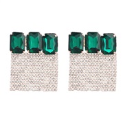 ( green)earrings super claw chain Alloy diamond Round glass diamond tassel earrings occidental style exaggerating Earri