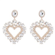 ( white)earrings fashion colorful diamond series Alloy diamond heart-shaped earrings woman occidental style exaggeratin