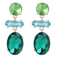 ( green)earrings fashion colorful diamond Alloy diamond multilayer geometry earrings woman occidental style fully-jewel