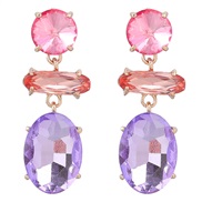 (purple)earrings fashion colorful diamond Alloy diamond multilayer geometry earrings woman occidental style fully-jewel