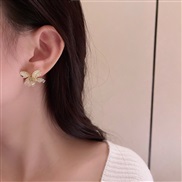 (EH4889gold   Silver needle) crystal earrings personality ear stud high unique romantic flowers Earring