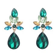 ( green)ins wind occidental style exaggerating Alloy diamond flowers earring occidental style earrings woman fully-jewe
