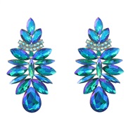 ( blue)earrings fashion colorful diamond Alloy diamond flowers fully-jewelled earrings woman occidental style ear stud