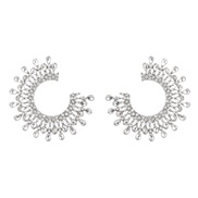 ( Silver)earrings fashion colorful diamond Word Alloy diamond sun flower earrings womanins exaggerating flowers ear stud