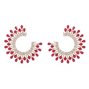 ( red)earrings fashion colorful diamond Word Alloy diamond sun flower earrings womanins exaggerating flowers ear stud