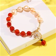 (red Pearl )temperament agate bracelet woman high bag gold zircon sun flower Pearl