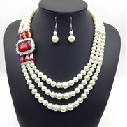 ( red)multilayer Pearl crystal necklace set  exaggerating Africa diamond necklace set