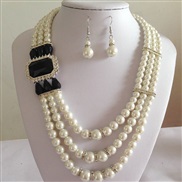 ( black)multilayer Pearl crystal necklace set  exaggerating Africa diamond necklace set