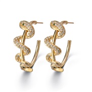 ( Gold)Korea wind samll snake Earring fashion  fashion snake surround zircon buckle  earrings