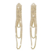 ( Gold)occidental style shine Rhinestone tassel earrings  atmospheric elegant retro samll wind fashion Street Snap Earr