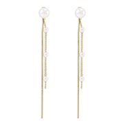 ( Gold)E elegant Pearl chain tassel earrings  samll fashion personality wind Earring woman