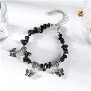 ( blackbutterfly  Bracelet)occidental style natural gravel butterfly bracelet multicolor Irregular gravel crystal elast
