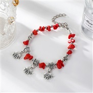 ( red Bracelet) Colorful gravel bracelet  natural crystal samll gravel bracelet elasticity lady