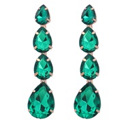 ( green)earrings occidental style exaggerating temperament multilayer drop glass diamond earring woman super claw chain
