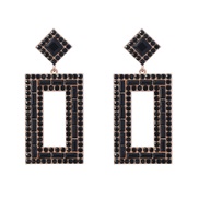( black)ins wind brief multilayer hollow square Alloy diamond Rhinestone geometry earrings woman occidental style color