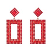 ( red)ins wind brief multilayer hollow square Alloy diamond Rhinestone geometry earrings woman occidental style colorfu