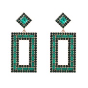 ( green)ins wind brief multilayer hollow square Alloy diamond Rhinestone geometry earrings woman occidental style color
