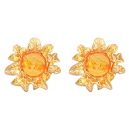 ( yellow)fashion retro temperament Alloy resin flowers earrings woman occidental style ear stud autumnearrings